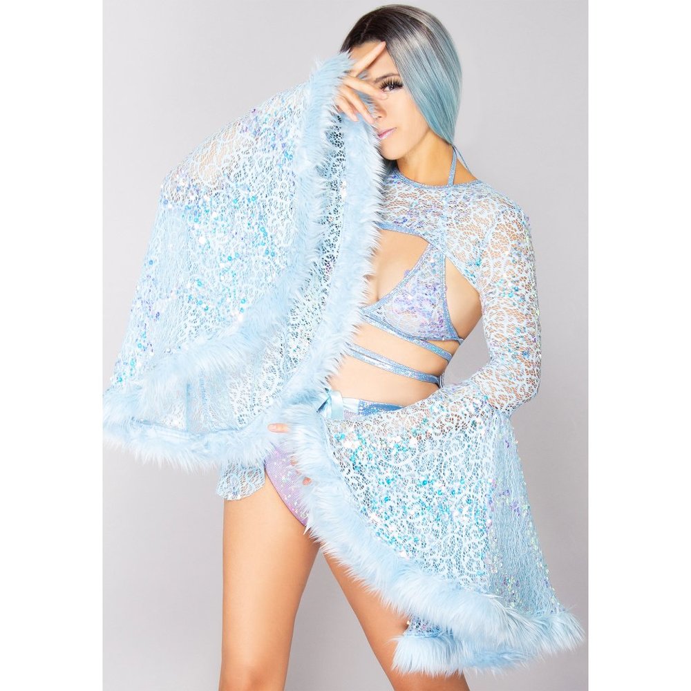 J Valentine Ice Queen Sequin Bell Sleeve Shrug